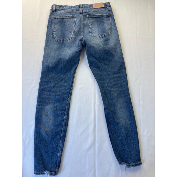 Zara Skinny Jeans Womens Size 8 Blue Medium Wash Denim Distressed Casual Pockets - Picture 5 of 6